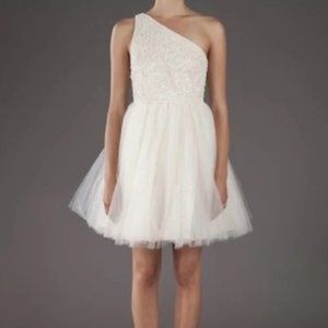 Alice + Olivia Pearl and Tulle One Shoulder Dress